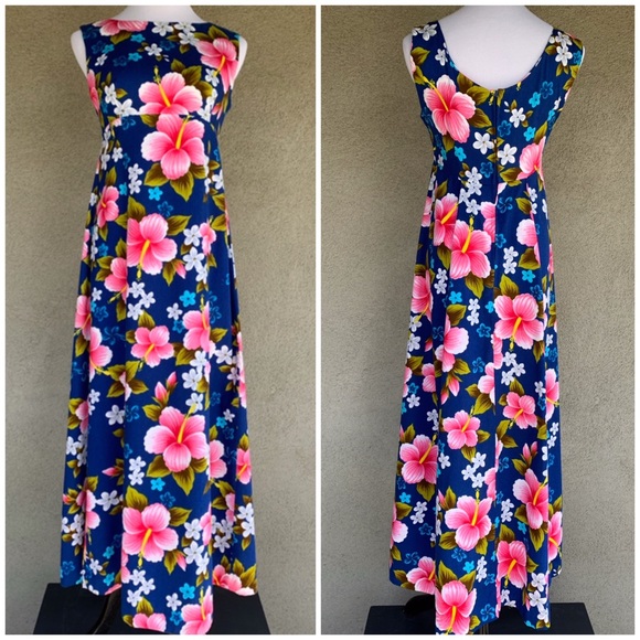 🌺 Ui Maikai Vintage Hawaiian Barkcloth Dress 🌺 - Picture 2 of 7